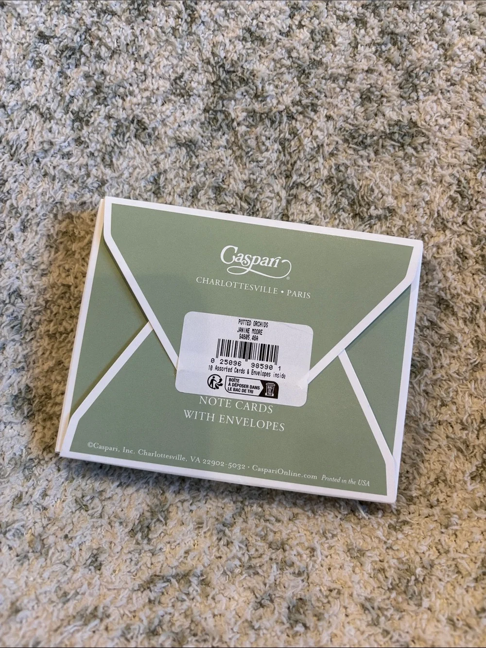 Caspari White Potted Orchid Tropical Note Cards Set of 10 NWT Boxed